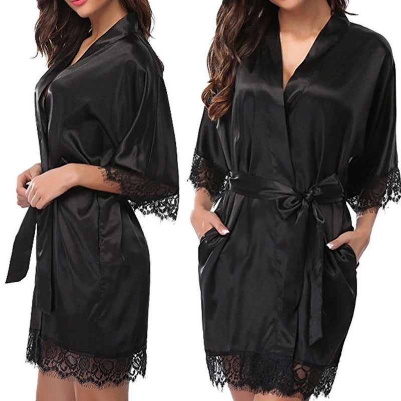 Underwear Glossy Robe Pajamas